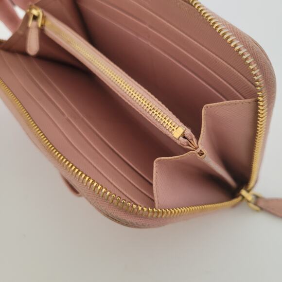 PRADA Saffiano Fiocco Orchidea Wallet Clutch Large Light Pink Zip Around Bow Box - Picture 6 of 13